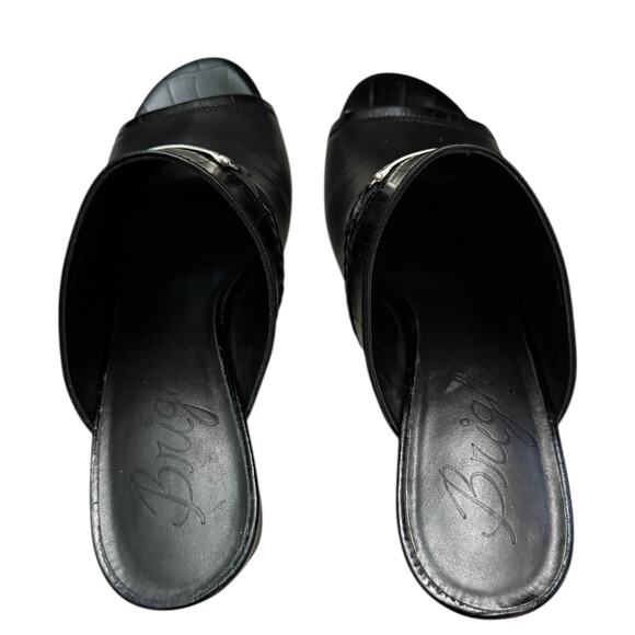 Brighton Ray Black Leather Slide Mules Made In Italy Size 9.5 - Picture 3 of 8
